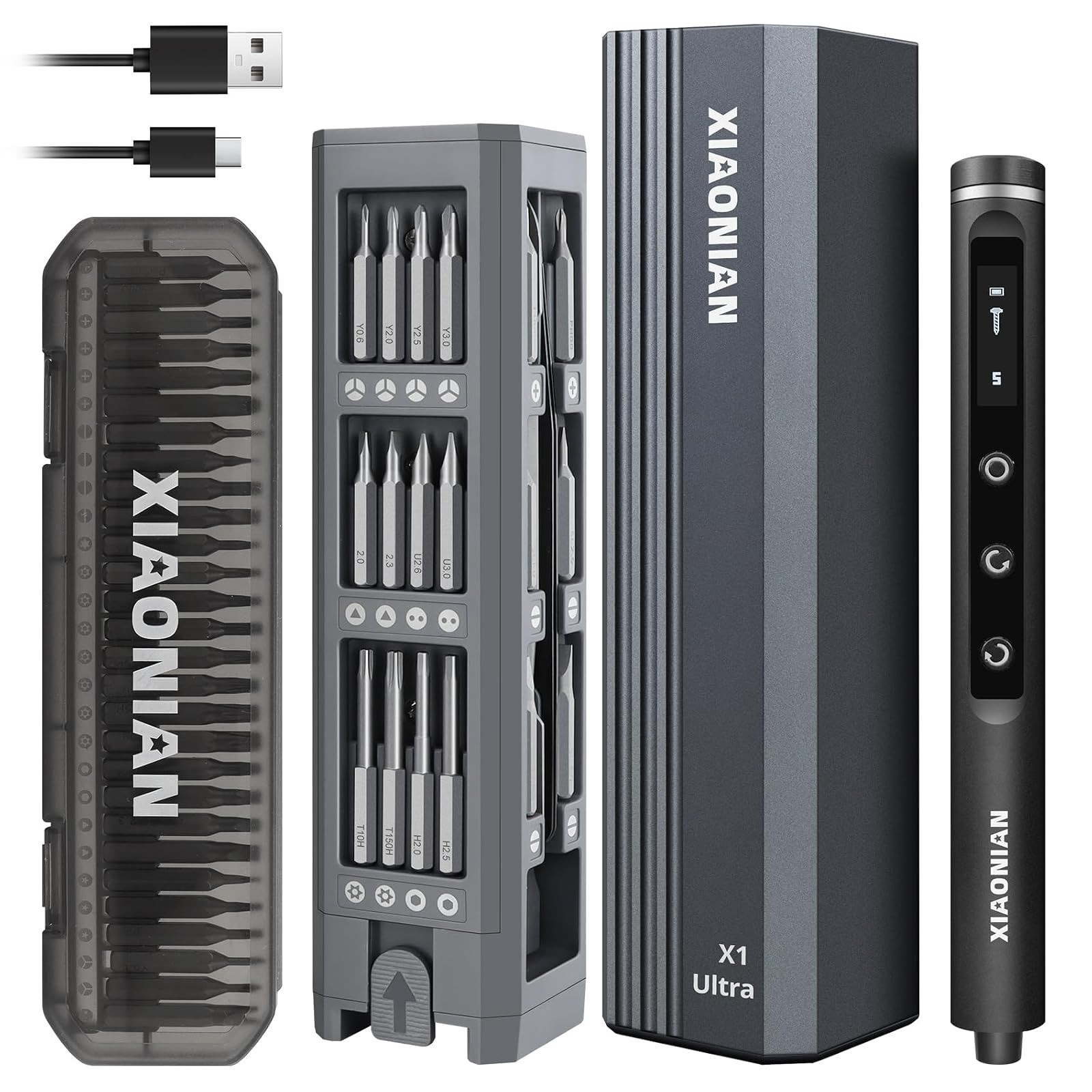 XIAONIAN 3.7V Electric Screwdriver Set 50 in 1 USB Rechargeable