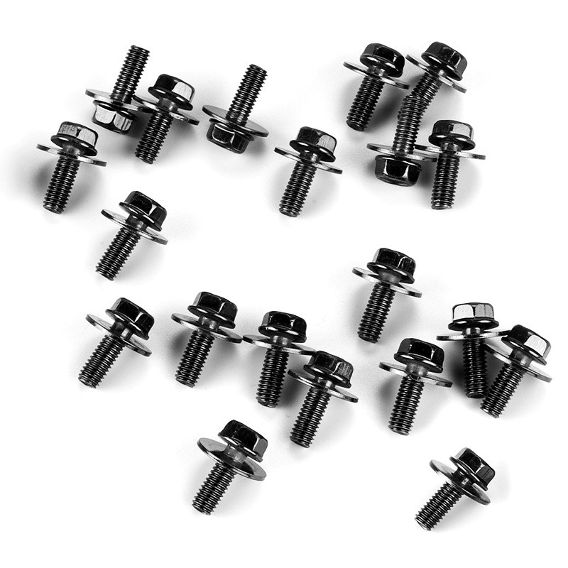 Car Body Bolts Screws Kit Fastener Fender M6-1.0x16mm Long-10mm Hex-17mm Washer