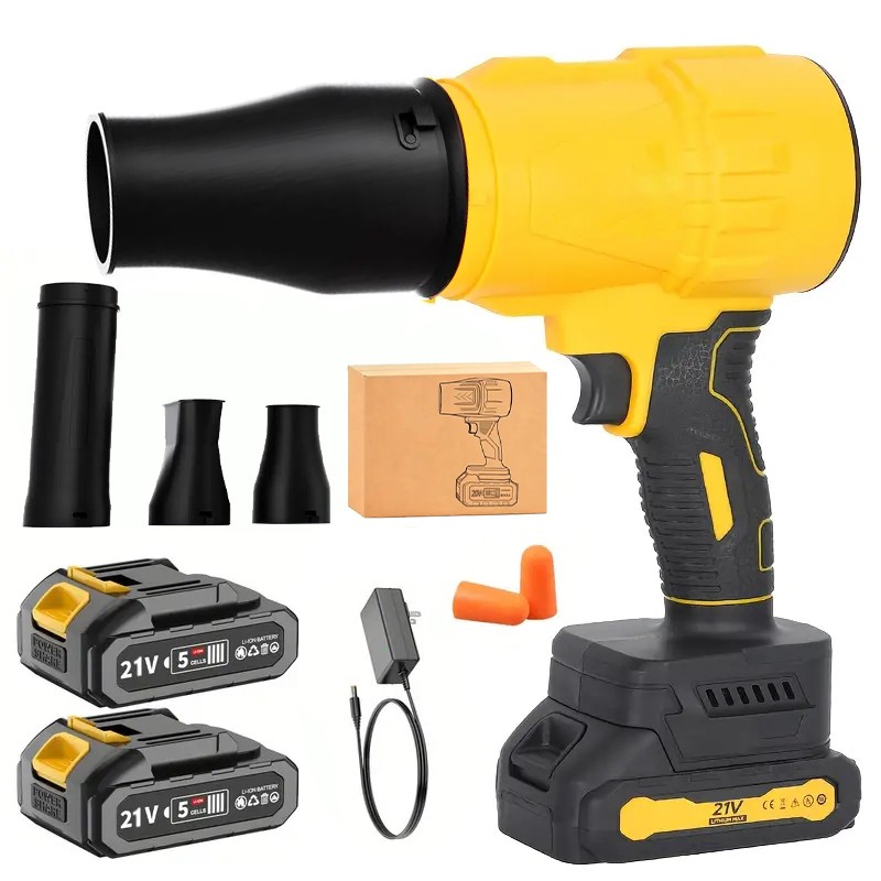 Cordless Leaf Blower Handheld Turbo Fan w/ 2x Batteries, Charger, Nozzle Kit