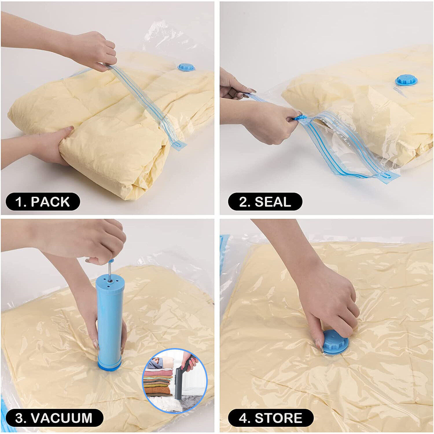 5pcs Jumbo Vacuum Storage Bags Bedding Clothes Travel Space Saver