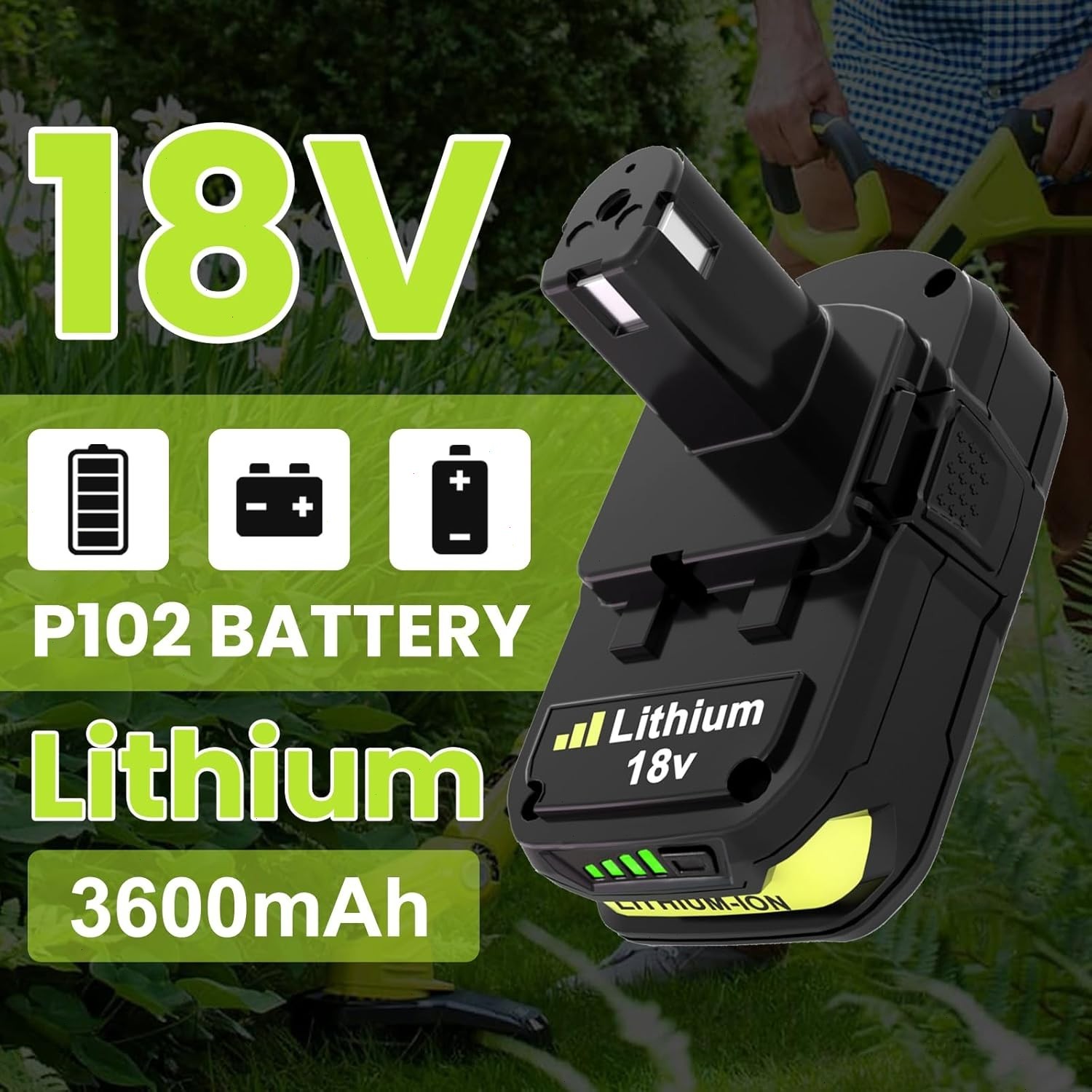 2PACK For RYOBI 18V 3.6Ah P108 High Capacity Battery 18Volt Lithium-Ion One Plus