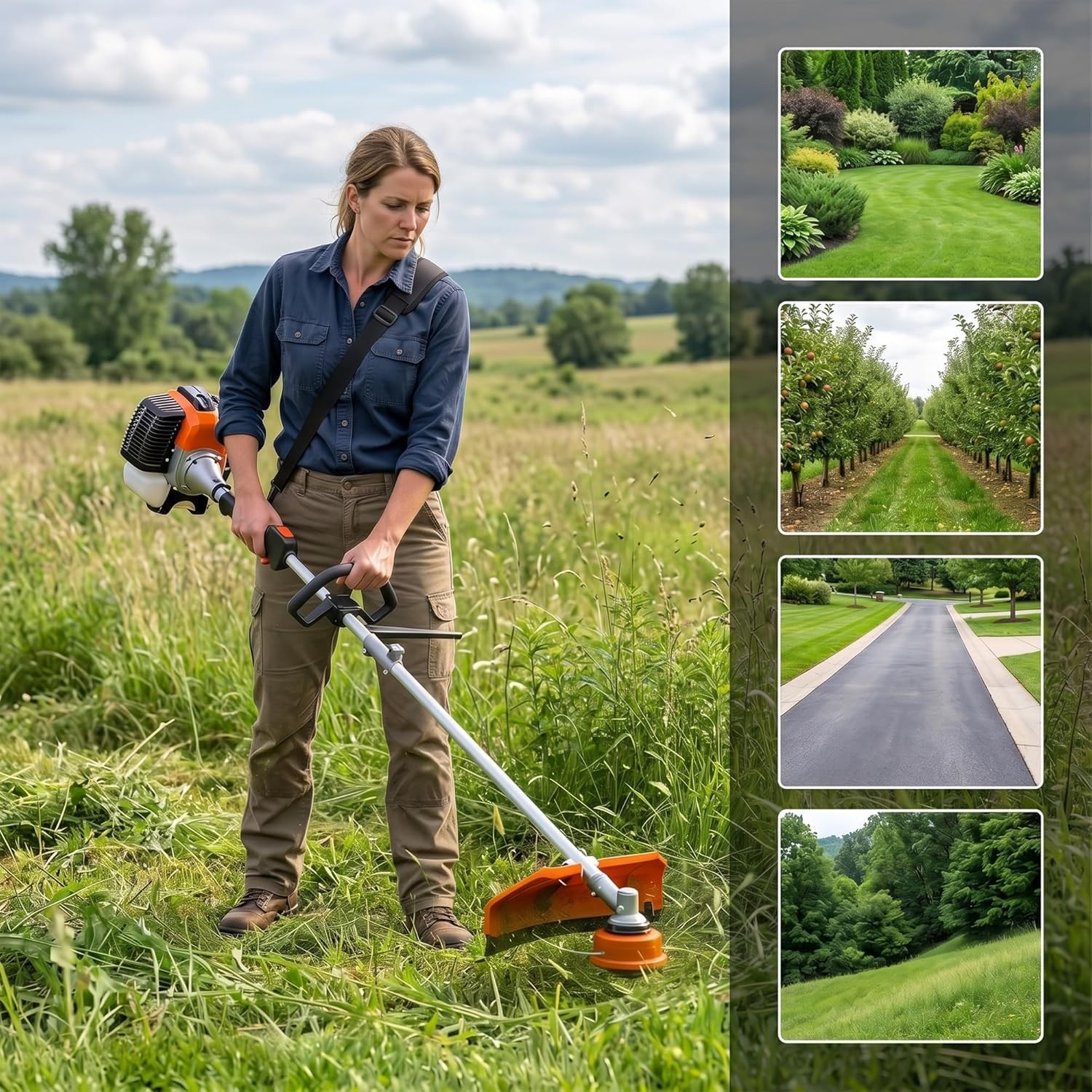 43cc / 52cc Brush Cutter 2-Stroke Gas Weed Eater Wacker 3 in 1 String Trimmer