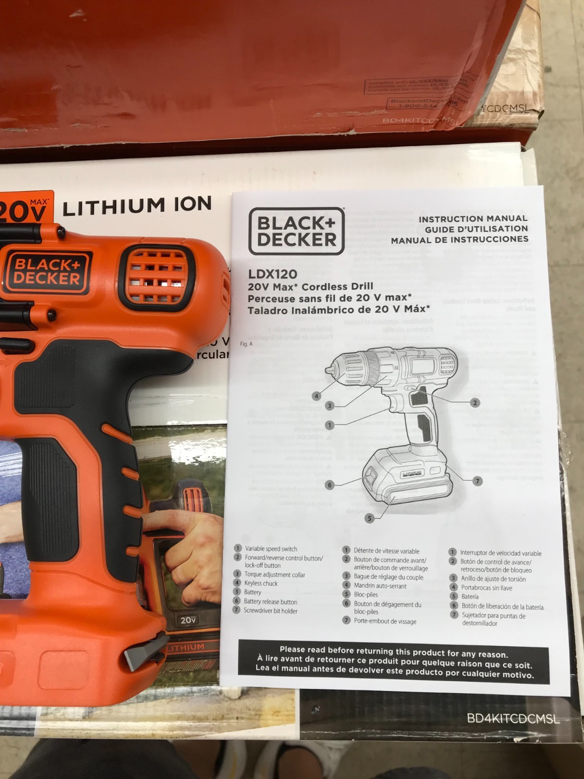 BLACK+DECKER LDX120 3/8″ 20V 20 VOLT LITHIUM ION CORDLESS DRILL DRIVER – NEW