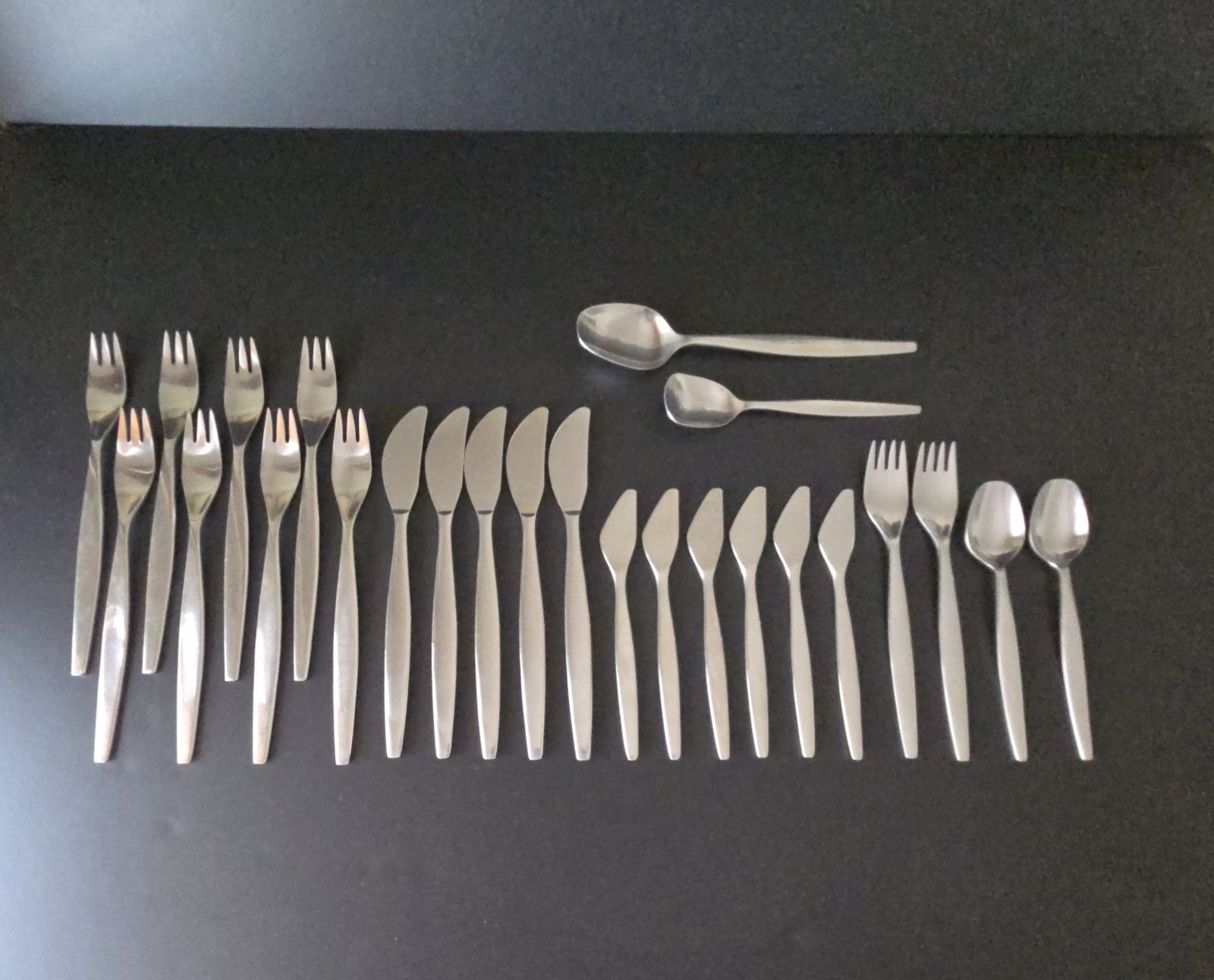 25 pc GENSE FOCUS Stainless Flatware Sweden Folke Arstrom MCM 50s Satin Lot
