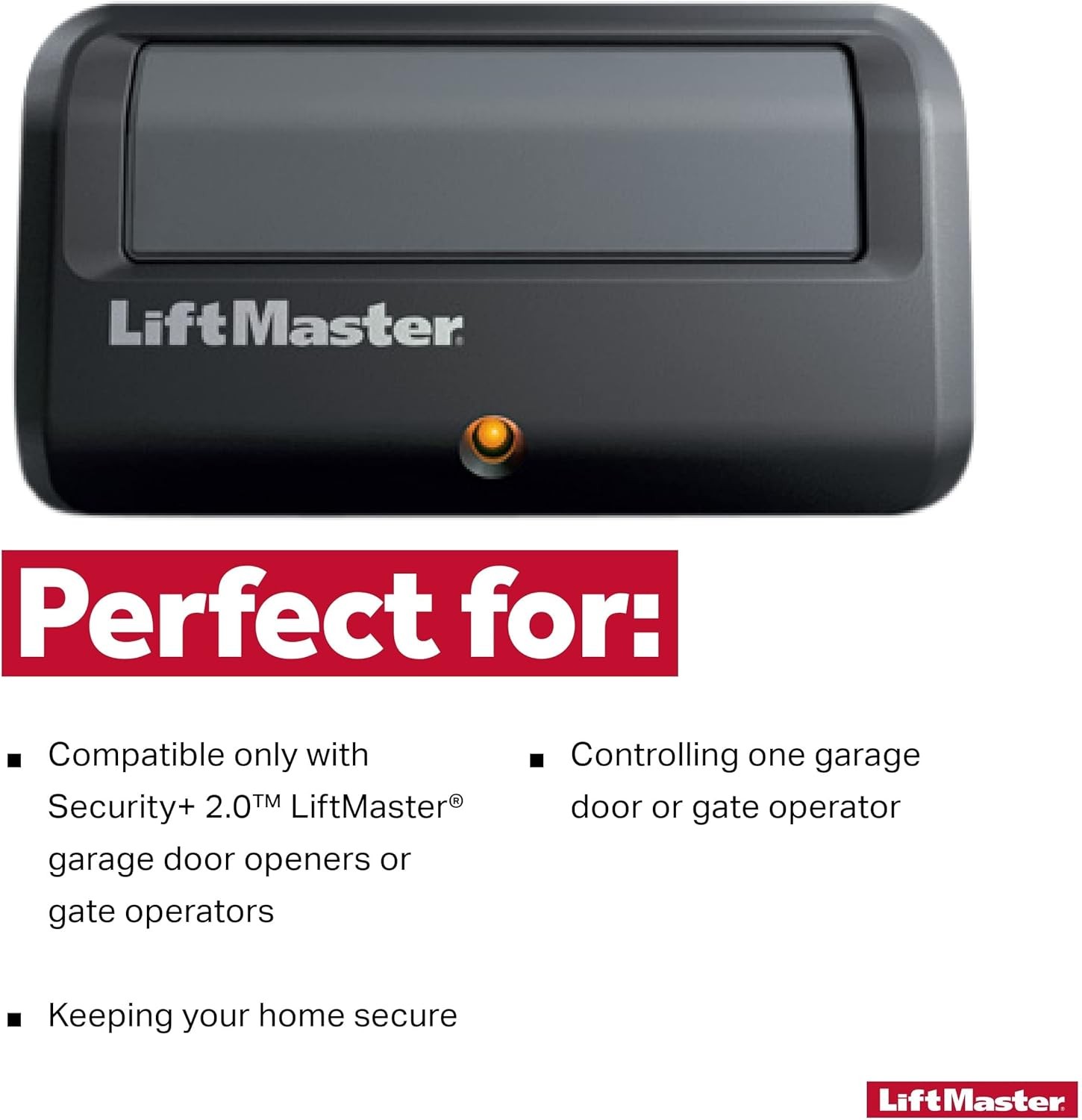 LiftMaster 891LM Security 2.0 1-Button Gate Operator Remote Control w/Visor Clip