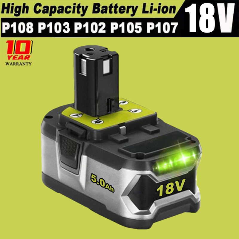 5.0Ah 18V Battery For RYOBI 18 Volt P108 One Plus High Capacity Lithium-Ion P102