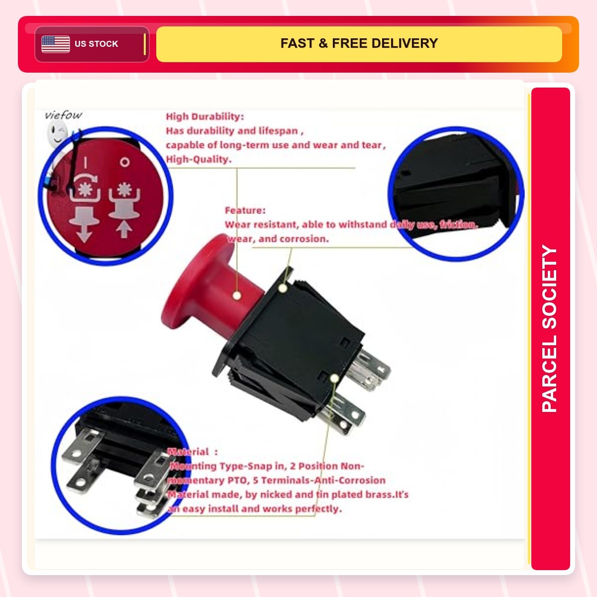 Pto Switch 2-way Blade Brass Mower Normally Open Red 1.0 Count Home Household