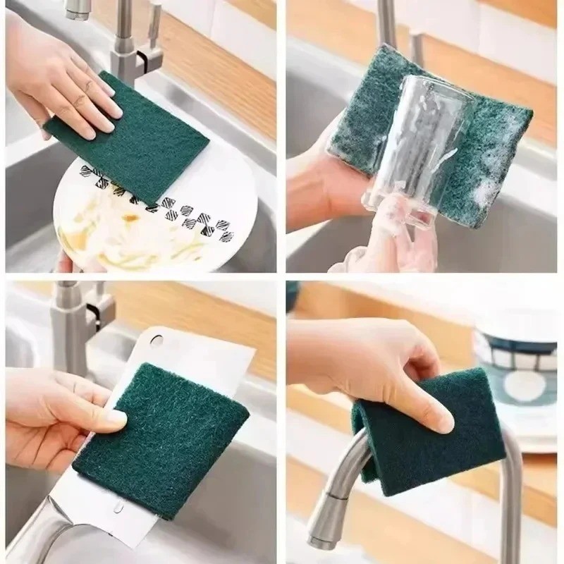 5/10/20/30Pcs Scrub Pads Household Kitchen Oil Removal Dishwashing Pads – NEW