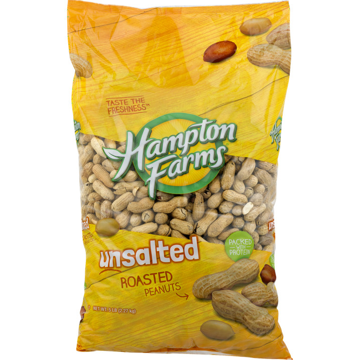6 Pack – Hampton Farms Unsalted In-Shell Peanuts (5 lbs.)