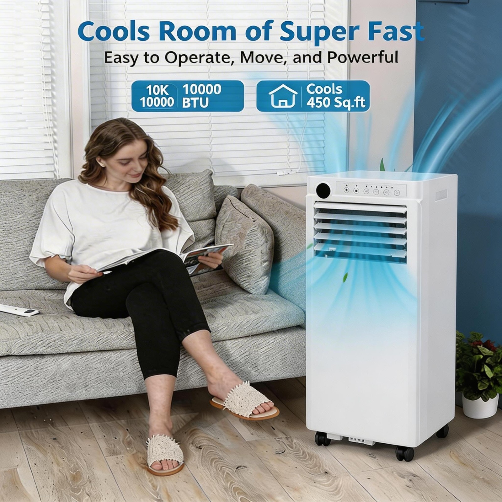 Garvee Portable Air Conditioner 10000 BTU 5-in-1 Portable AC Unit 450 Sq ft LED
