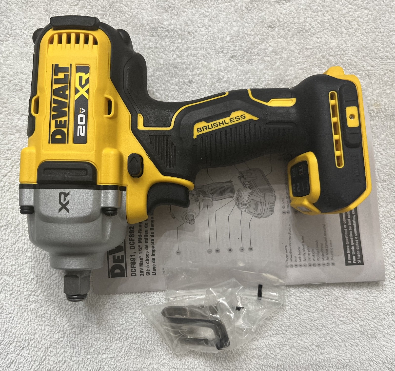 New Dewalt DCF891B 1/2″ 20 Volt 20V Max XR Brushless Mid Range Impact Wrench