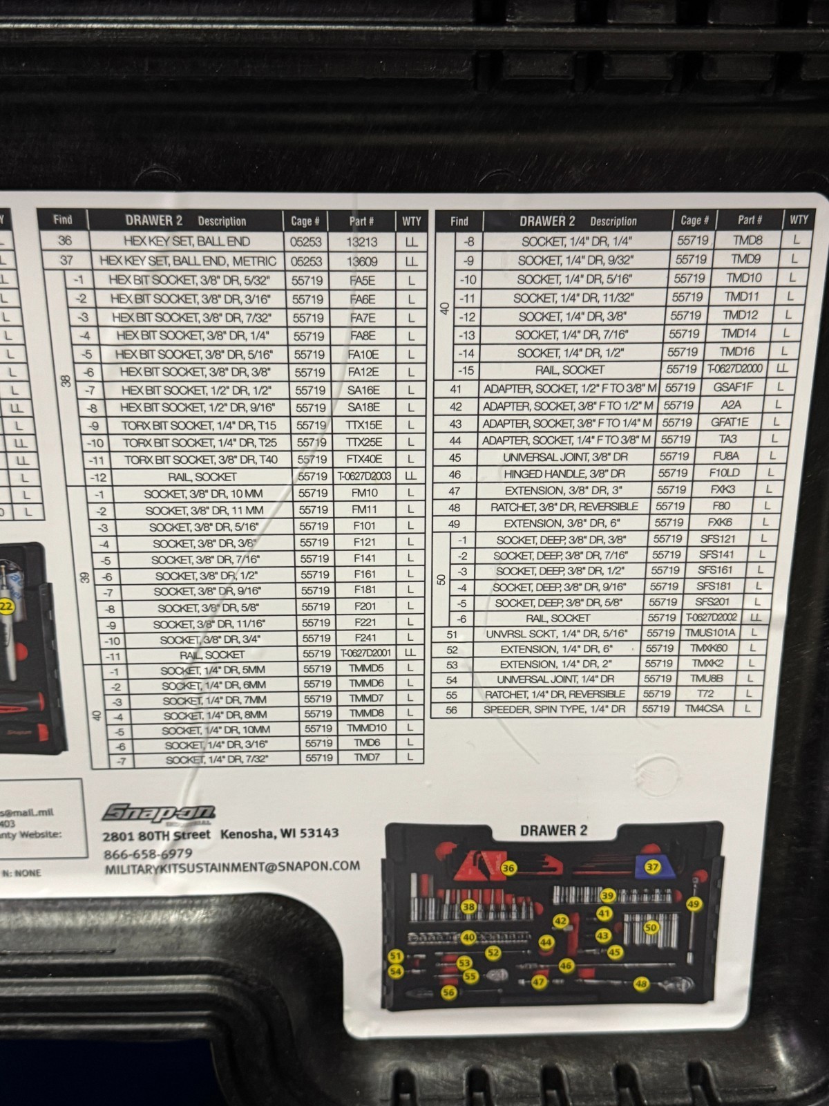 Snap-On NEW GMTK Complete Series 2 GMTK 6-Drawer General Mechanics Tool Kit !!