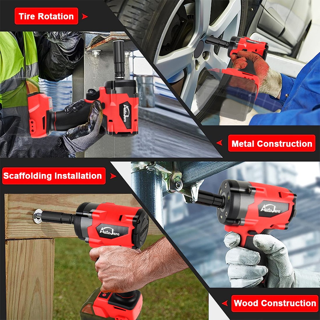 530N.m 1/2″ Cordless High Torque Impact Wrench For Milwaukee M18 18V Battery