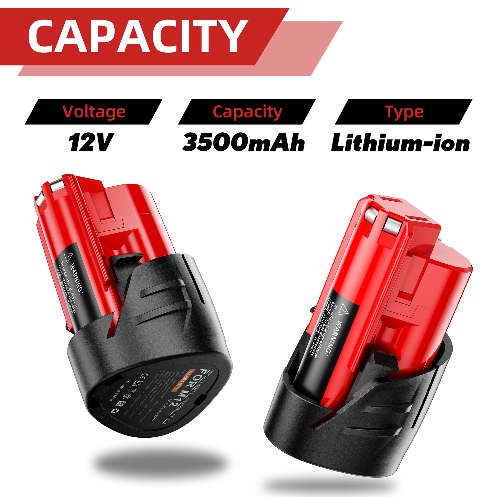 2Pack For MILWAUKEE For M12 12V Capacity Lithium Battery 48-11-2402 48-11-2460