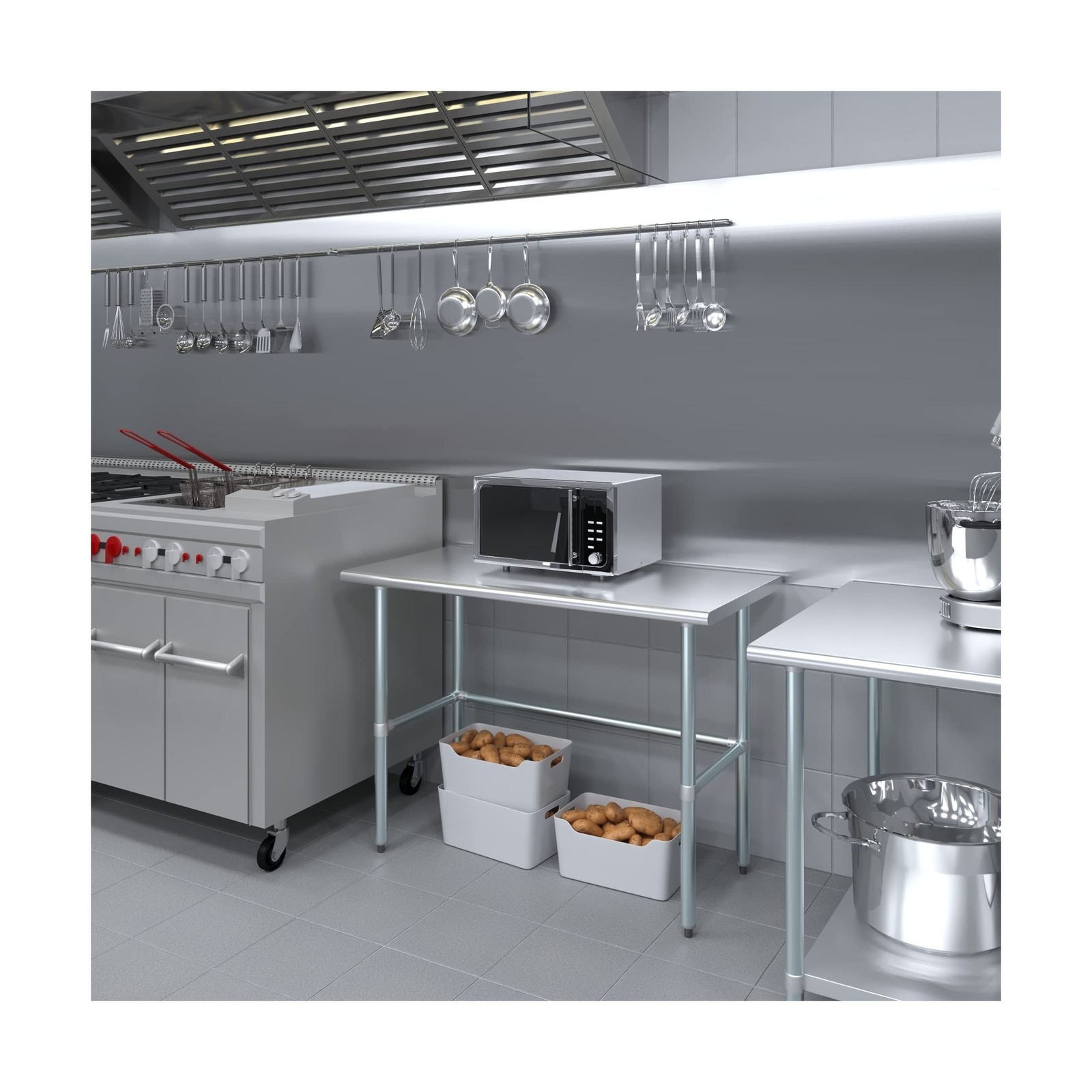 AmGood Stainless Steel Work Table Open Base | Metal Work Bench (Stainless Ste…
