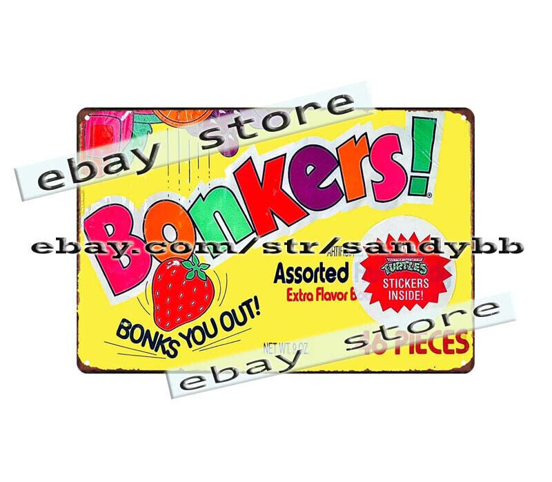 home accents living room 1989 BONKERS CANDY bonks you out metal tin sign