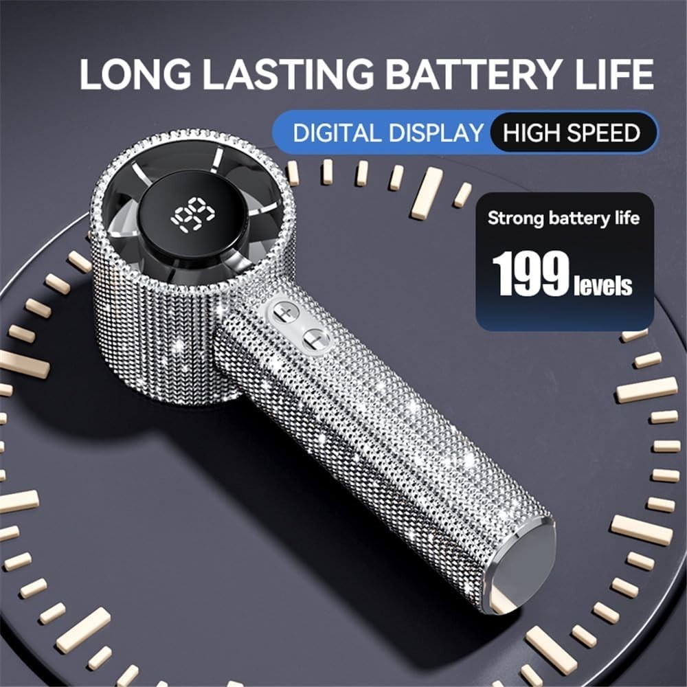 Portable Handheld Turbo Fan – Fashion Full Diamond 1800mAh