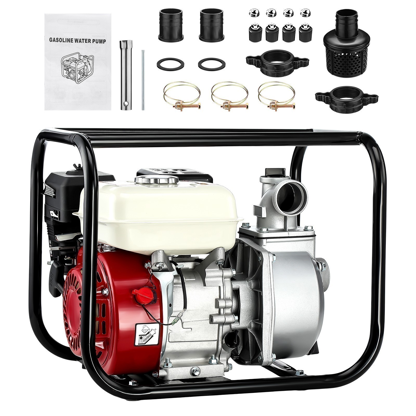 Gasoline Engine Water Pump Gas Powered Water Transfer Pump Kit – 2″ 7HP 4-Stroke