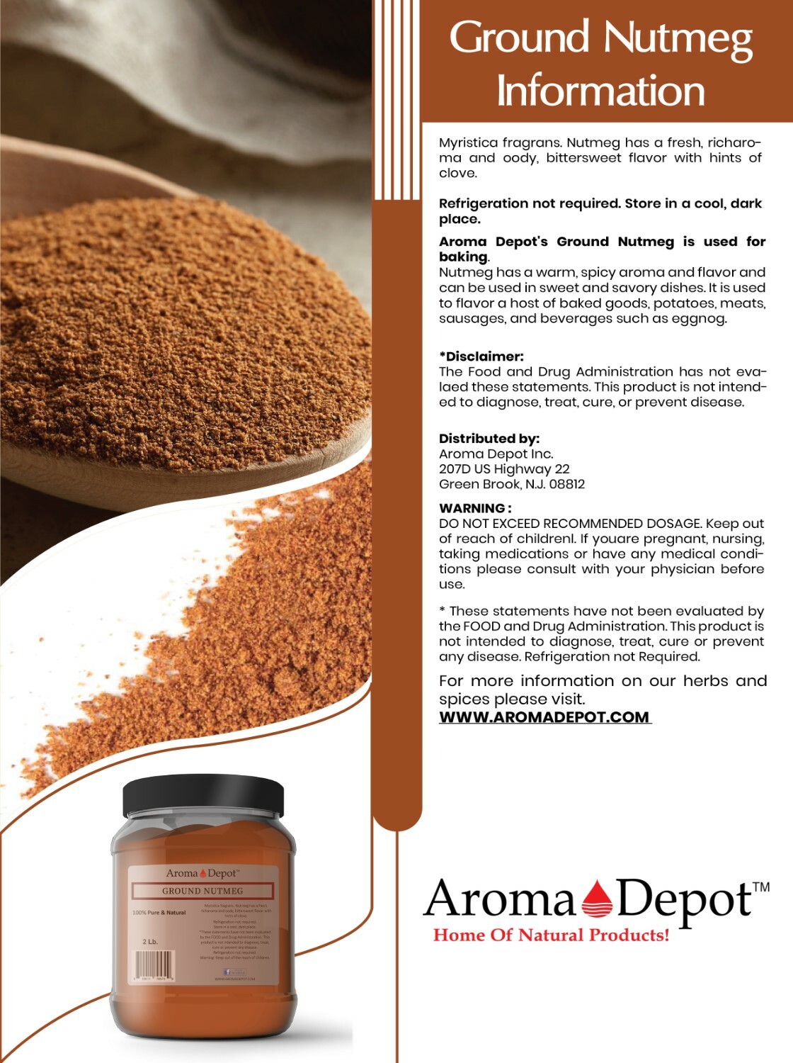 Nutmeg Powder 100% Pure Natural Ground Spice Myristicaceae Nuez Moscada