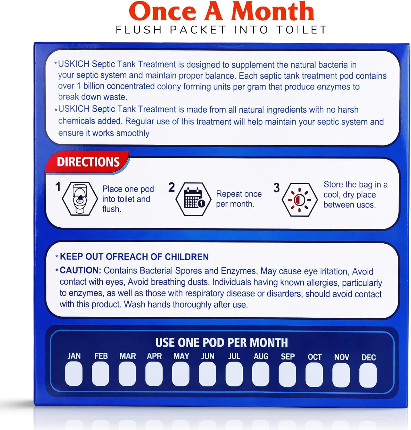 Septic Tank Treatment,1 Year Supply Septic Pods (12 pcs),1 Flush per Month Septi
