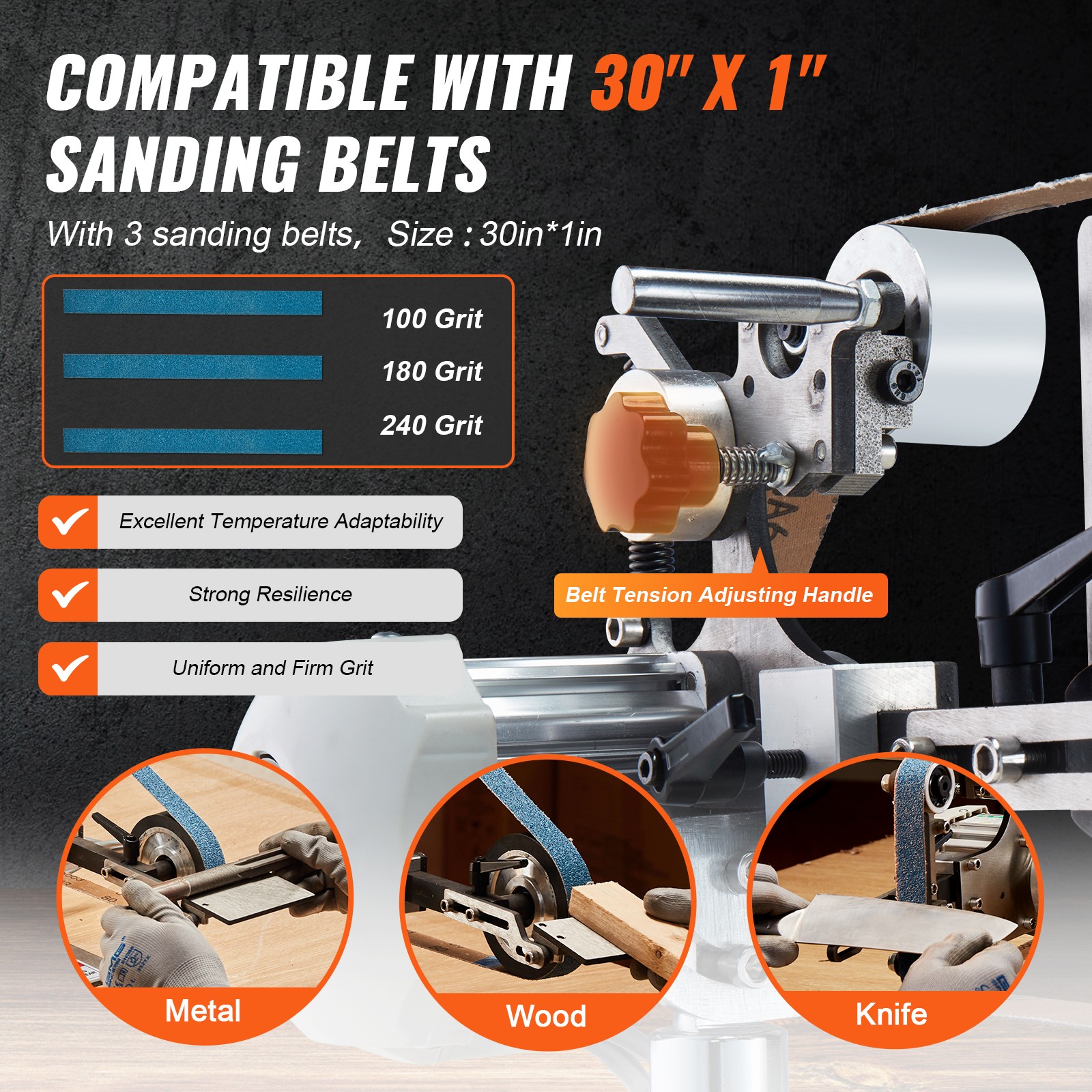 Belt Grinder Sander 30 x 1-Inch Variable Speed with VFD 2 Grinding Moulds
