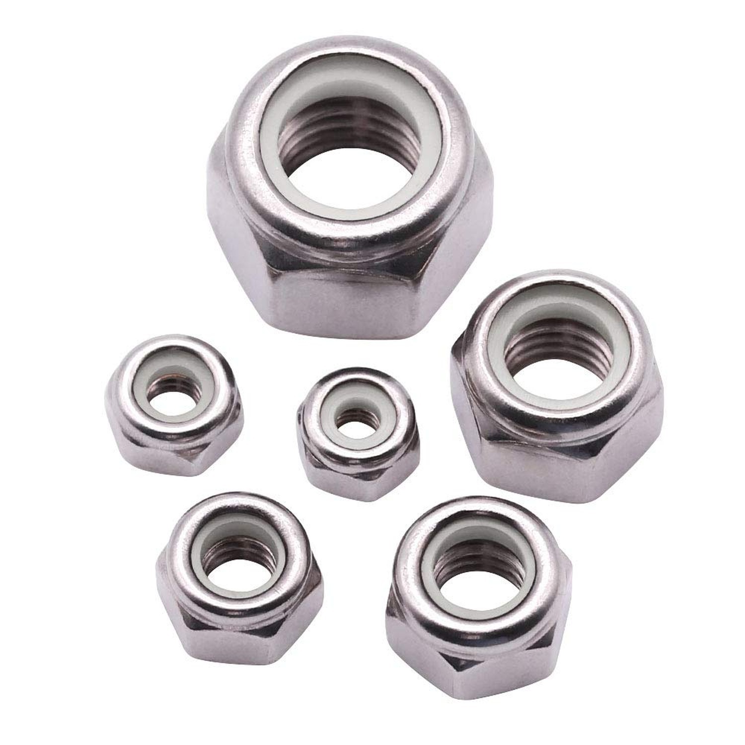 UNC 1/2″-13 inch Nylon Insert Hex Lock Nuts (10 Pack), 304 Stainless Steel (1…