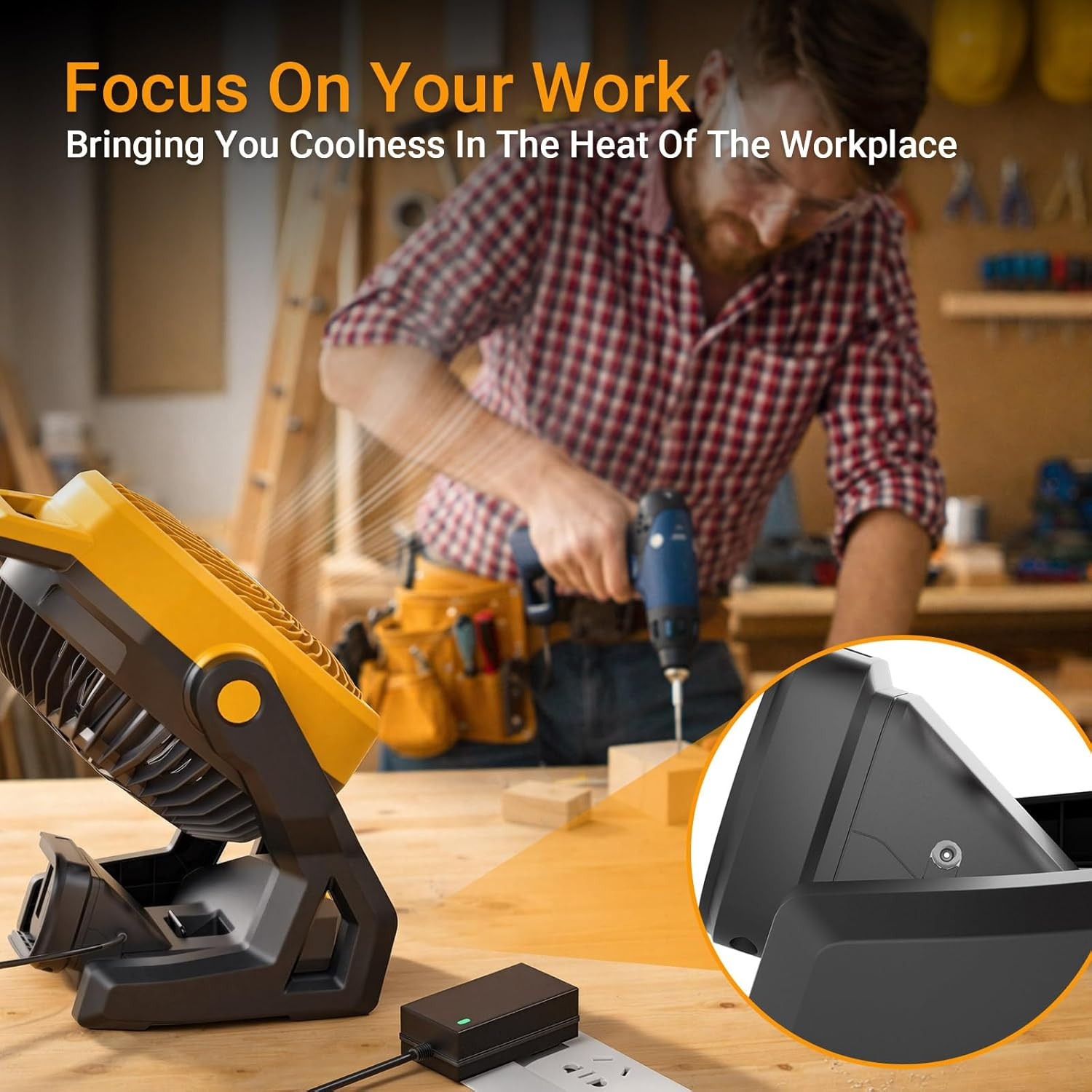 Battery Powered Fan Compatible with Dewalt 20V Max Battery, 750 CFM Cordless