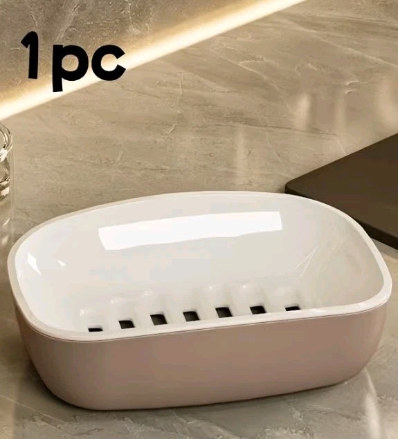 Soap Dish, Double-Layer Drainage, Automatic Drain, Easy to Clean Gray