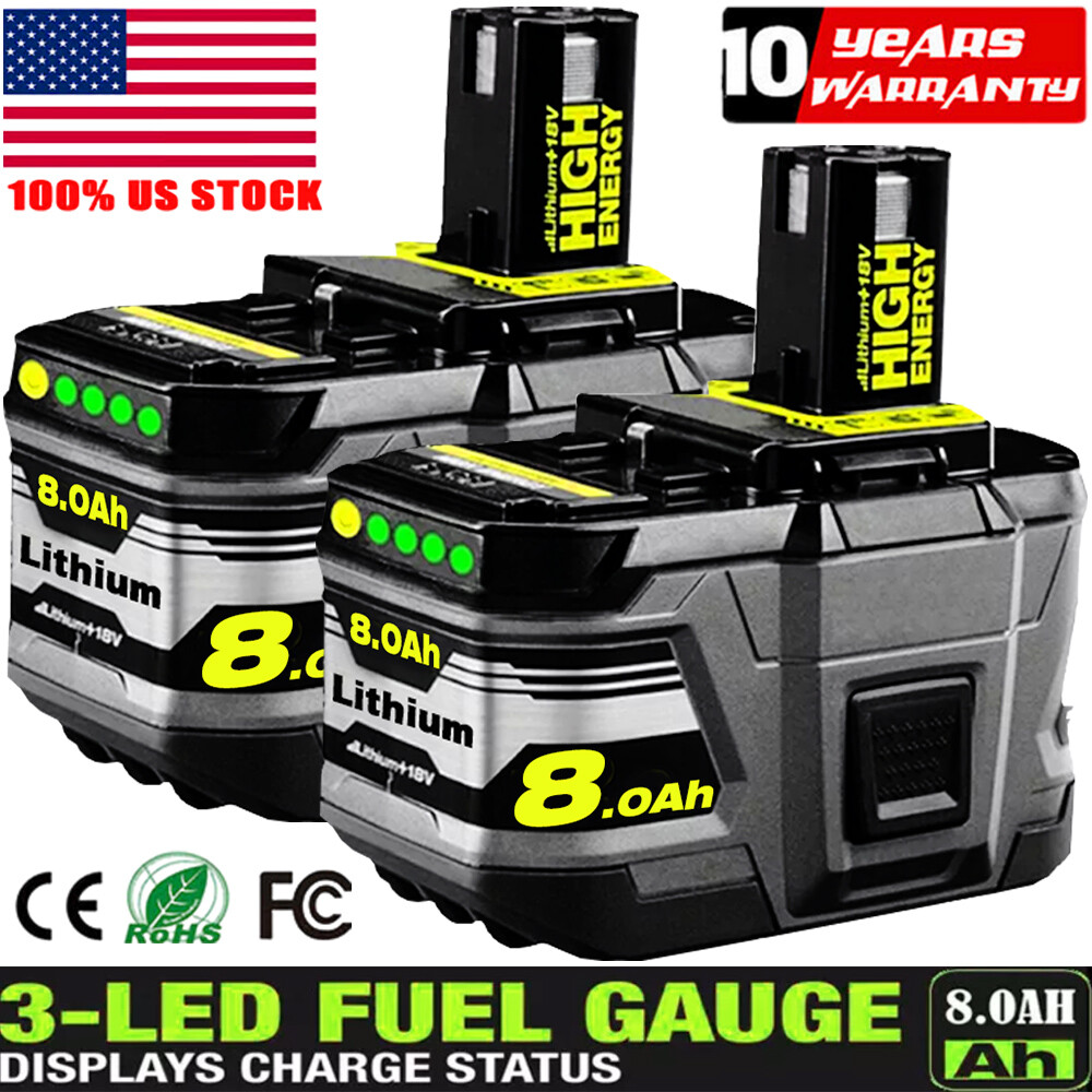 2PACK For RYOBI P108 18V One Plus High Capacity 8.0Ah Battery 18Volt Lithium-Ion