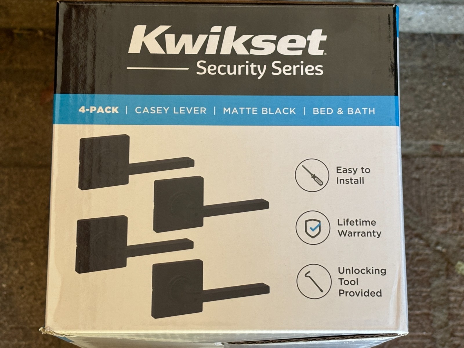 8X Kwikset Casey Privacy Locking Door Bed & Bath Handle Matte Black 93002-068