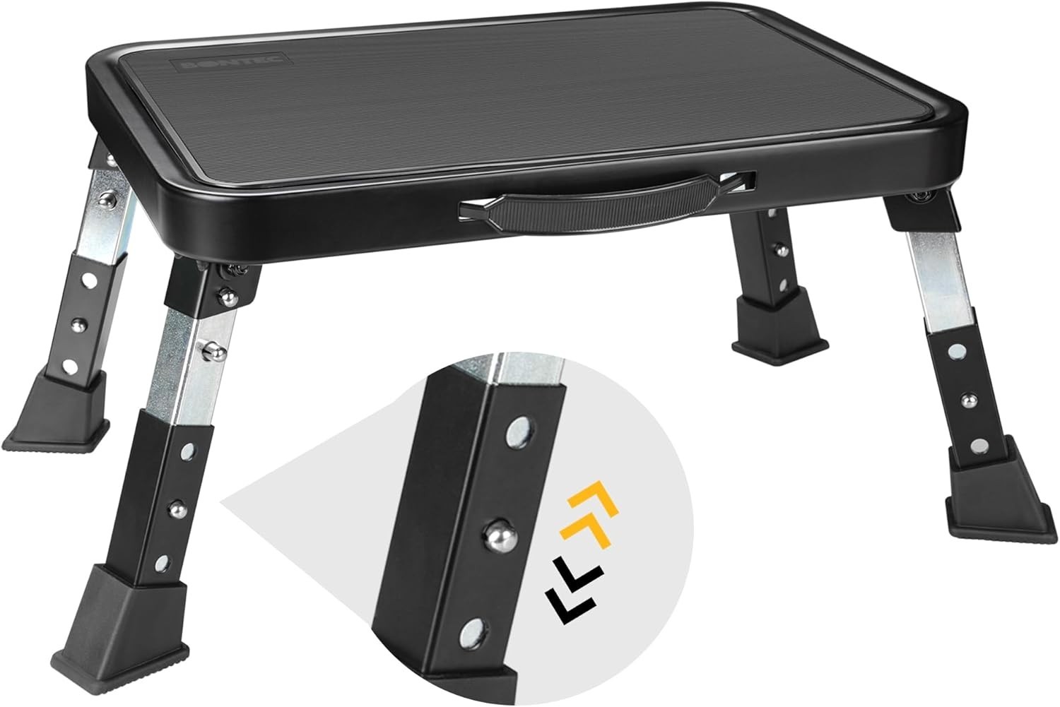 Compact Heavy Duty Step Stool with Adjustable Height & Slip Resistance