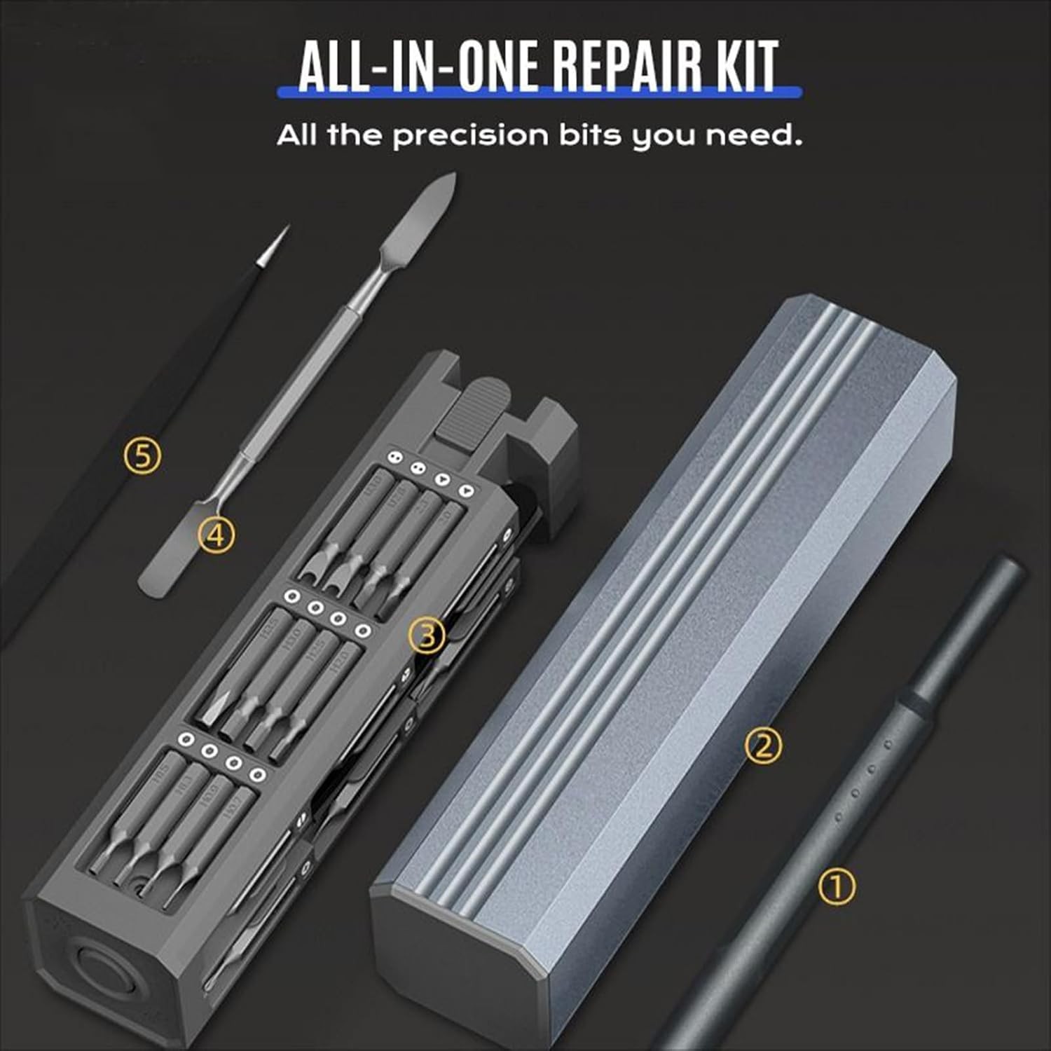 Electric Screwdriver, Mini Precision Screwdriver Set, 44-in-1 Magnetic Bits