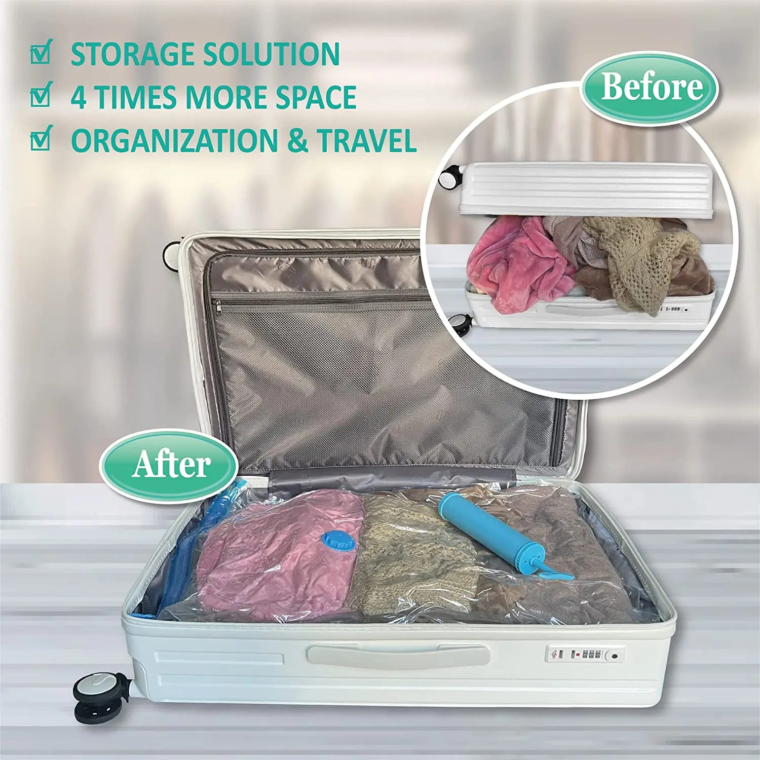 5pcs Jumbo Vacuum Storage Bags Bedding Clothes Travel Space Saver