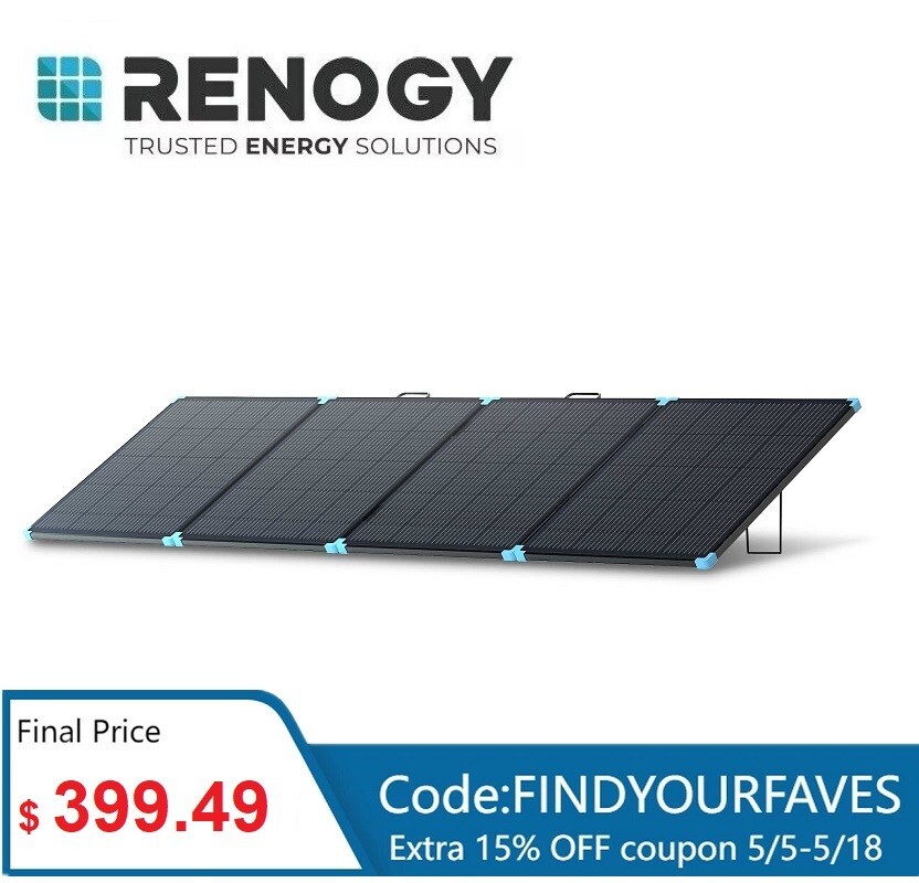 Renogy 400W Lightweight Portable Solar Suitcase Foldable Solar Panel