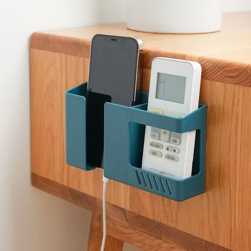 1PC Wall-Mounted Non-Punching Remote Control Storage Box Rack TV Air Conditionin