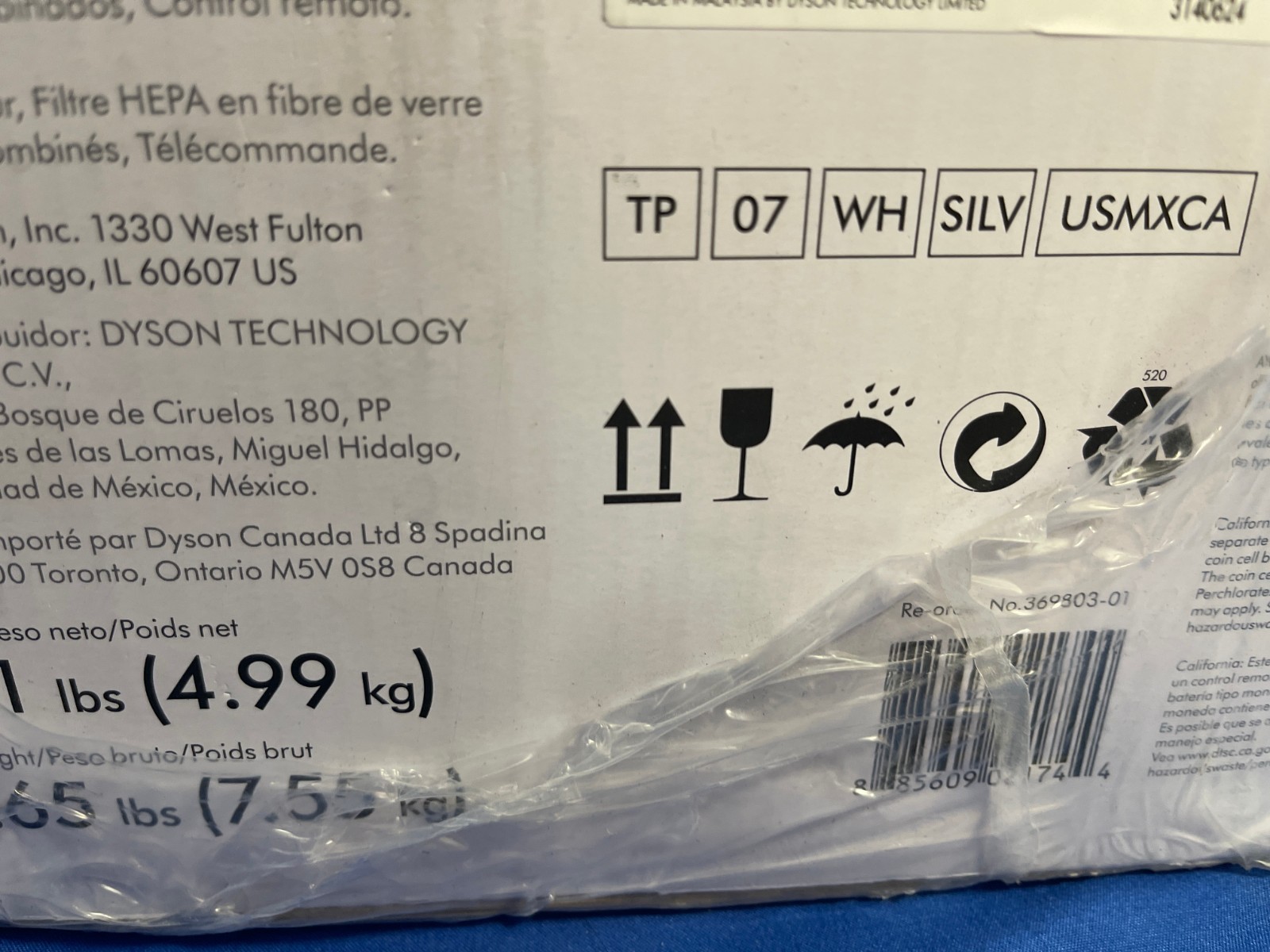 Dyson TP07 Purifier Cool Smart Air Purifier and Fan – White/Silver – NEW