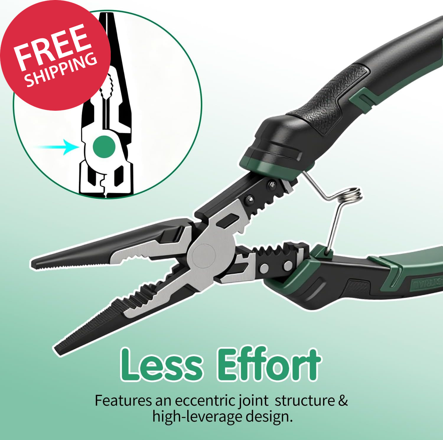 9” Needle Nose Pliers, 6-In-1 Multifunction Long Nose Pliers, with Spring Loade