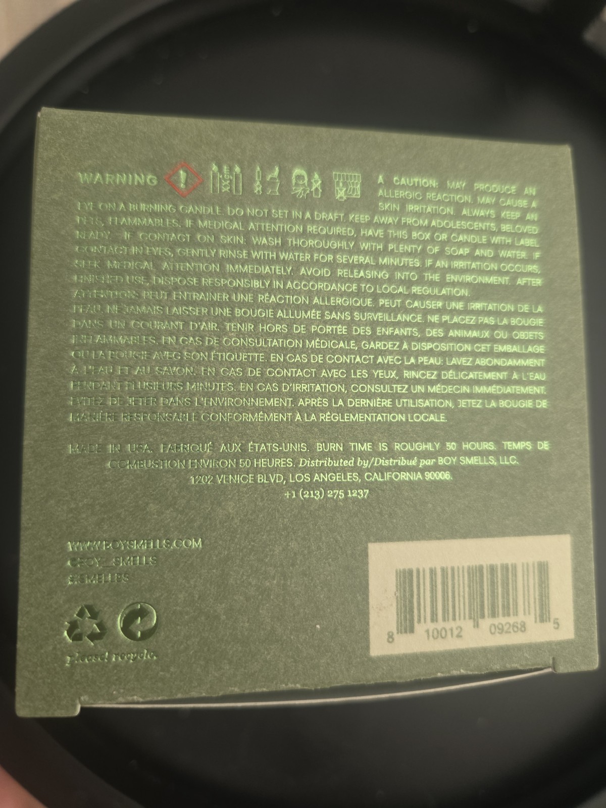 Boy Smells Hypernature Agua De Jardin, 8.5 oz Candle New In Box