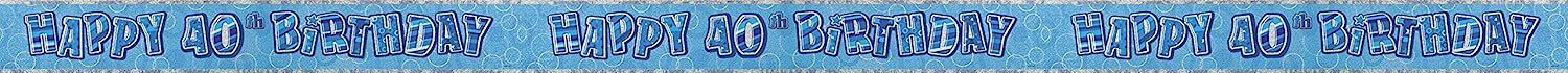 12ft Blue Glitz Foil Aged Birthday Banner Party Decoration