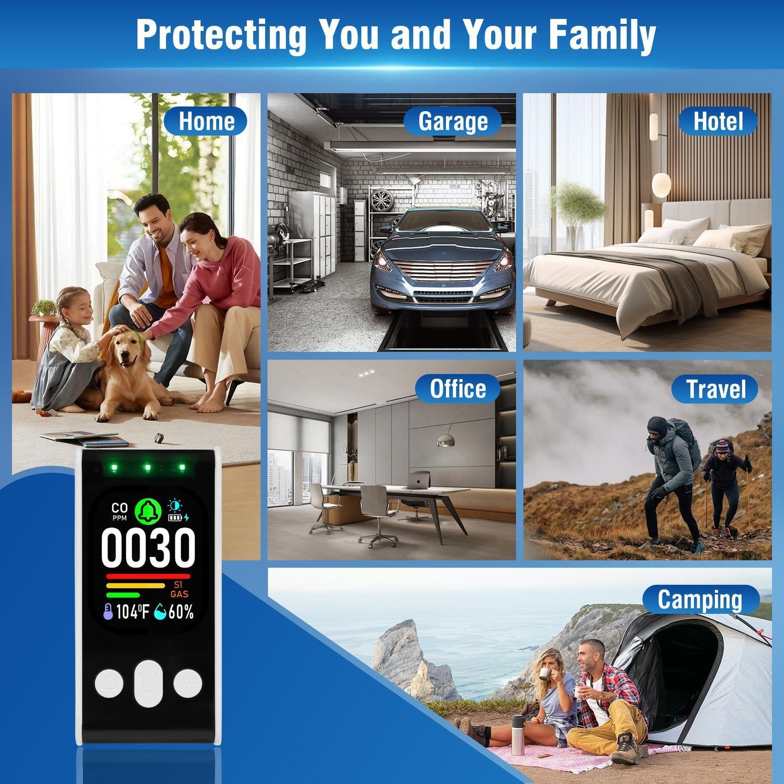 4in1/5IN1 Carbon Monoxide Detectors Plug-in Natural Gas Detector&Carbon Monoxide