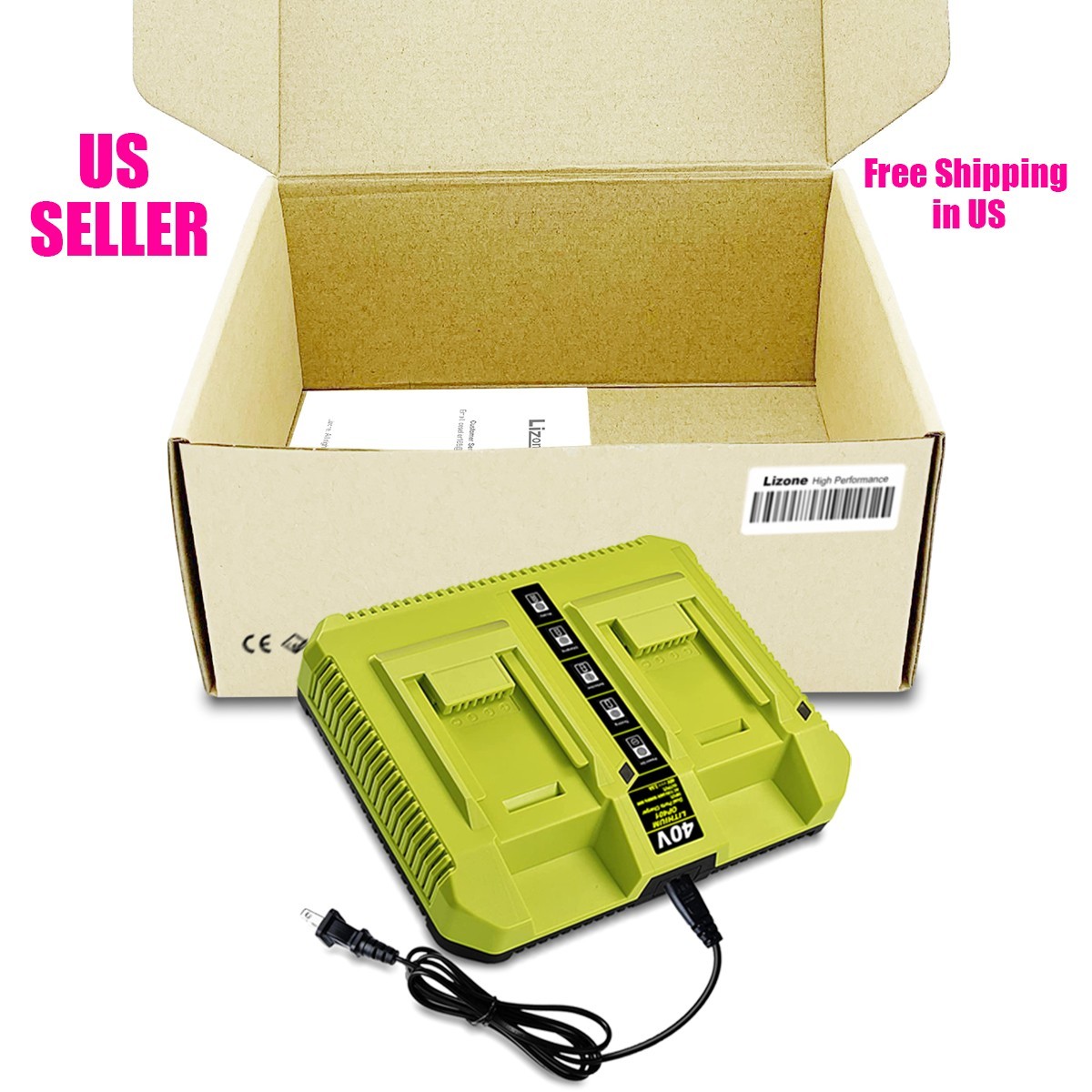 OP401 40 Volt Dual Charger for Ryobi 40V Lithium Battery Rapid Charger Fast