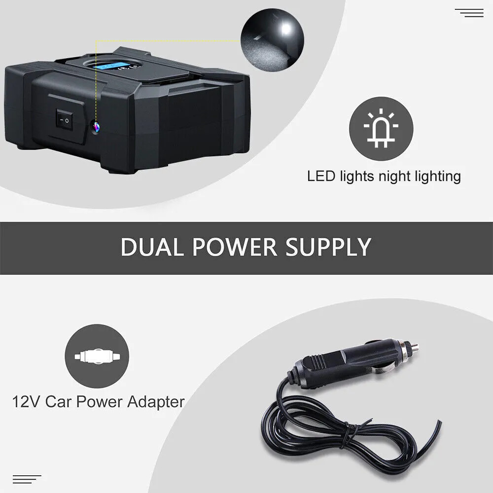 Car Air Tire Pump Inflator Portable Compressor Digital Electric Auto 150PSI 12V