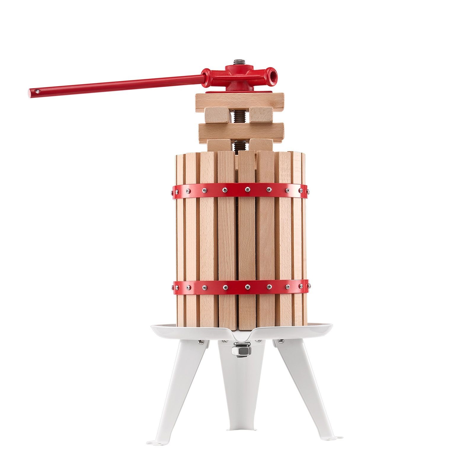 1.6 Gal Fruit Wine Press, Solid Wood Basket, Manual Juice Maker for Cider Apple