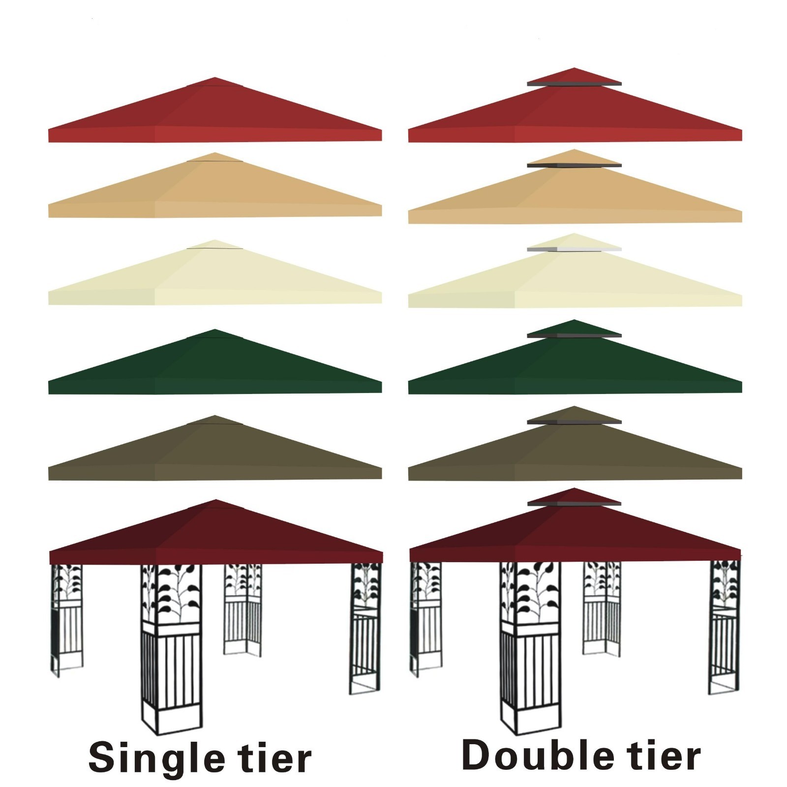 10’x10′ Replacement Patio Pavilion Canopy Top Gazebo Tent Sunshade Cover UV+