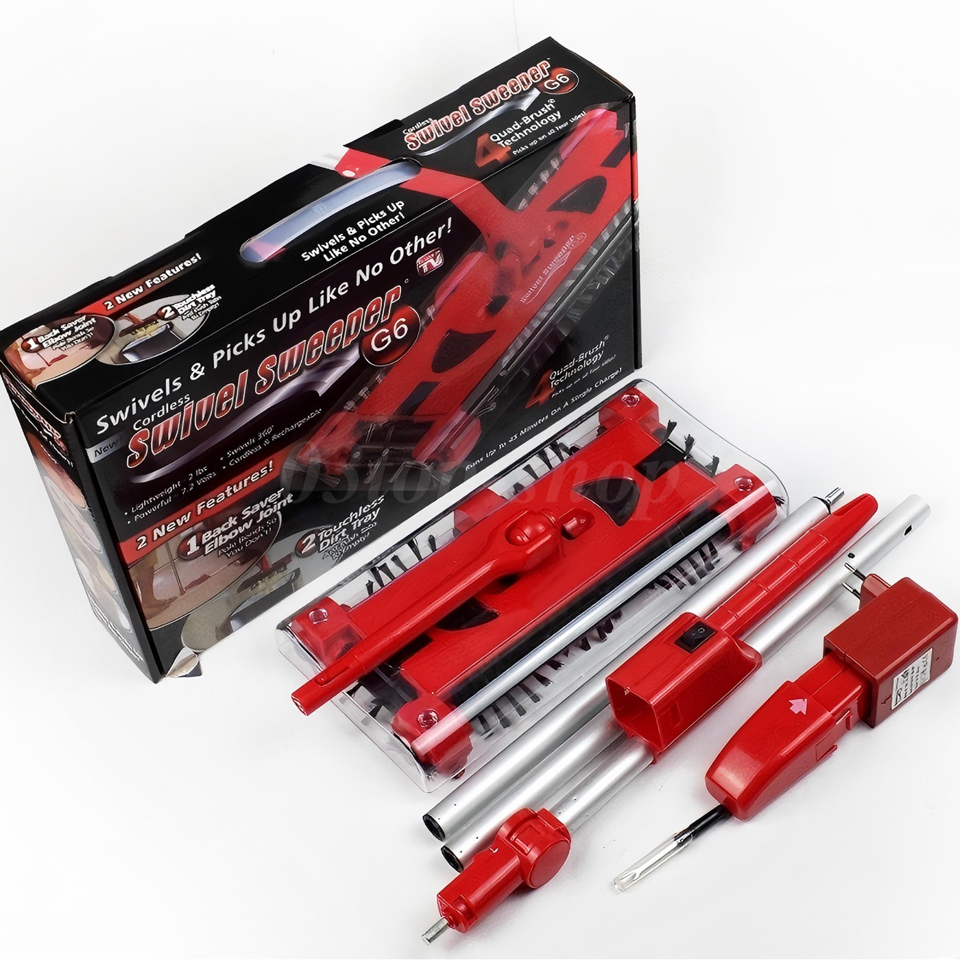 Swivel Sweeper Cordless Vacuum Lightweight 4000 RPM 360 Swivel Rechargeable Quad
