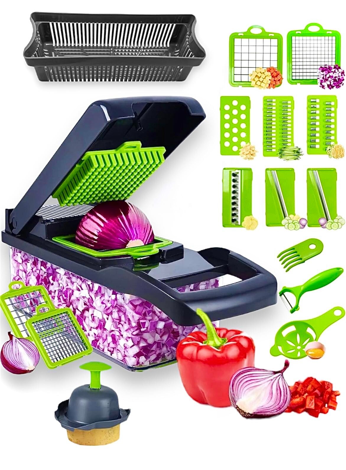 16 in 1 Vegetable Fruit Chopper Cutter Food Onion Veggie Dicer Slicer Kitchen US