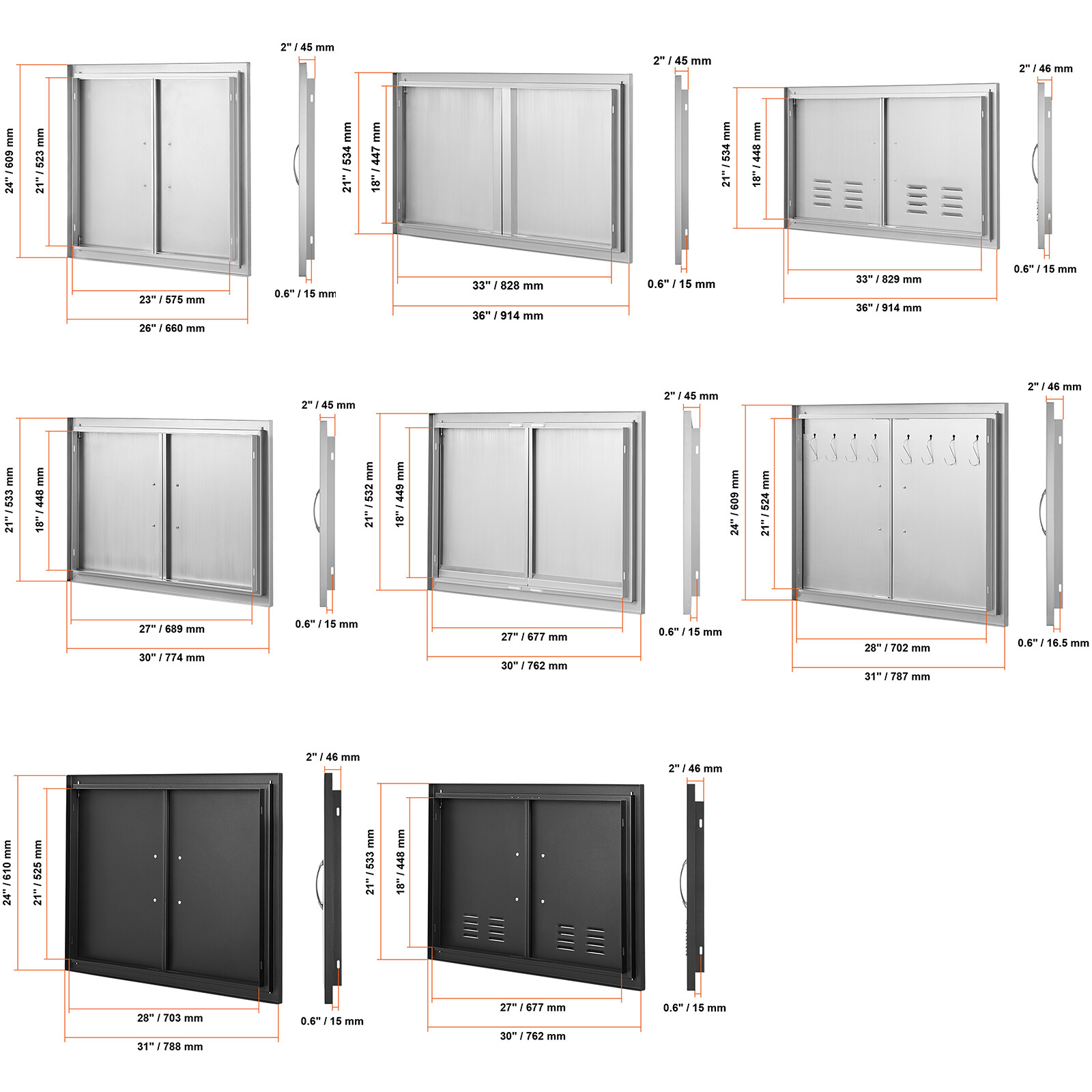 VEVOR 25 Styles BBQ Access Door BBQ Island Outdoor Kitchen Door Stainless Steel