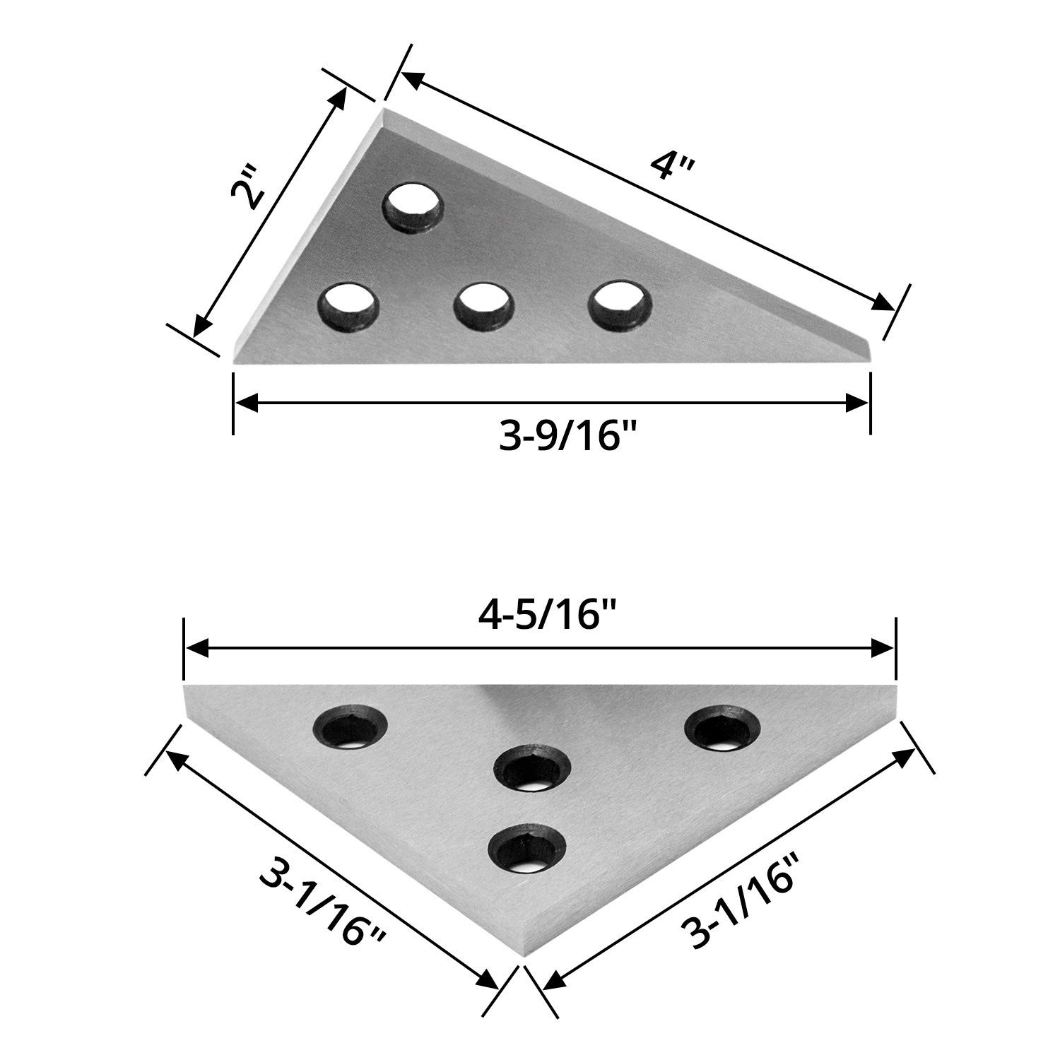 QWORK Solid Angle Plate Set, 2 Pcs Triangle Block, 30-60-90…