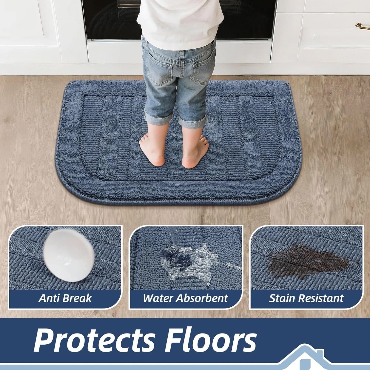30×18 Inch Kitchen Rug Mat Durable Kitchen Rugs Non-Slip Washable Absorbent K…