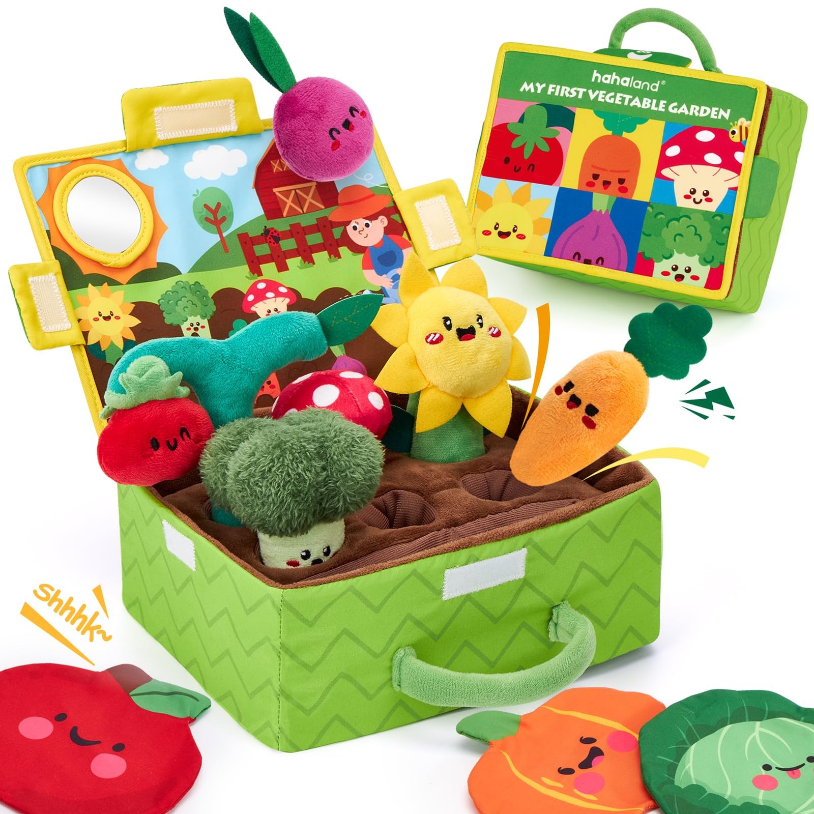 hahaland Baby Toys 6-12 Months – Fruits Vegetables Garden Plant Plush – 6 Month